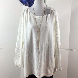 Liv Milano cream color embellished sweater 3X NWT